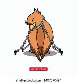 Chained eagle bird while closing its eyes illustration vector