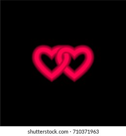 Chained hearts red glowing neon ui ux icon. Glowing sign logo vector