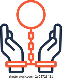 Chained Icon Color Line Vector Illustration