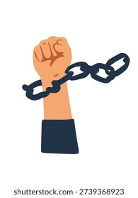 chained wrist representing slavery or captivity flat design