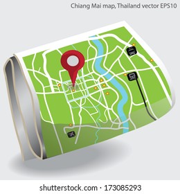 Chaing Mai city map, gps and map for travel Thailand, vector sign icon