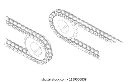 Chain-link of bicycle and gear vector
