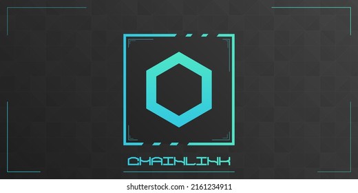 Chainlink Cryptocurrency Colorful Logo On Dark Background With Triangles Pattern Decoration. Vector Illustration.