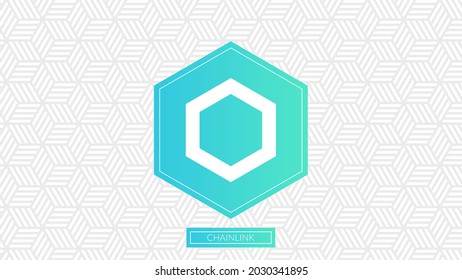 Chainlink cryptocurrency logo isolated on gradient pattern background.