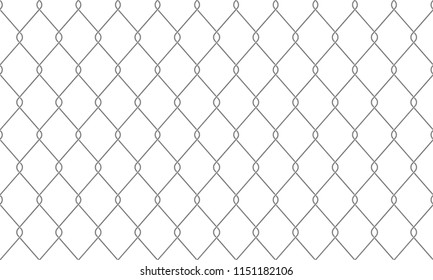 Chain-link fence seamless pattern background. Vector realistic metal or wire mesh netting or chain link fence backdrop