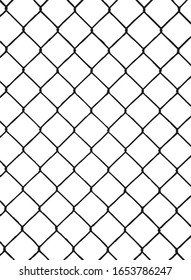 Chain-link geometric black on white seamless vector pattern. texture stencil repeating texture.Realistic Steel Netting, chain-link fencing, rabitz grid, isolated vector, seamless background