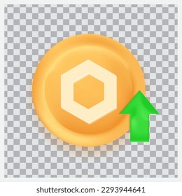 Chainlink (LINK) concepto de compra de moneda cripto con icono 3D vector de flecha verde aislado en fondo transparente