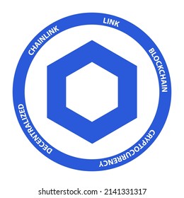 Chainlink LINK cripto moneda moneda símbolo (token) de símbolo vector de moneda. Plantilla de dinero virtual de concepto de cadena de bloques. Pegatinas y etiquetas aisladas en fondo blanco. 