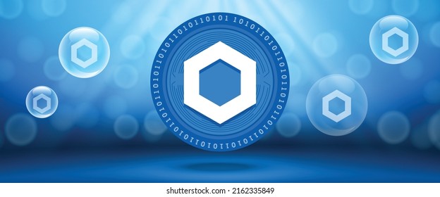 Chainlink (LINK) crypto currency futuristic tech vector background. Can be used as wallpaper, website banner, poster and technology backdrop. 