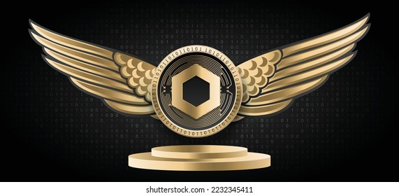 Chainlink (LINK) crypto currency logo and coin vector illustration banner. Blockchain based cryptocurrency technology background. 