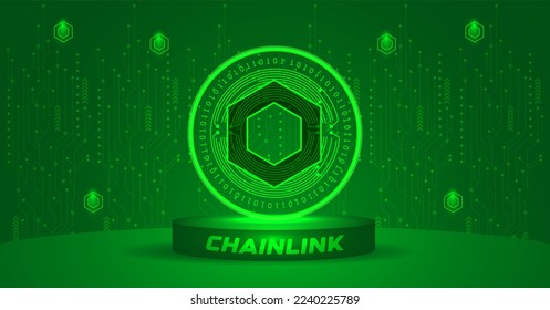 Chainlink (LINK) Metaverse cryptocurrency concept vector illustration banner