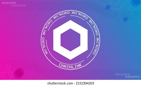 Chainlink LINK token vector symbol with cryptocurrency themed background design. Blockchain currency modern banner, poster, cover, print design template.