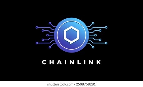 Chainlink token (LINK) cryptocurrency logo vector illustration for banner or background.