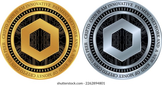 chainlink-link coin vector illustrations. 3d illustration