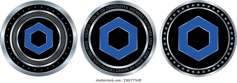 chainlink-link virtual currency vector illustrations. 3d illustrations.