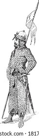 Chainmail or Broigne XI century, From the Dictionary of Word and Things, 1888.