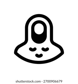 Malla de cadena. Icono de Vector de trazo delineado con detalles rellenos de negro.