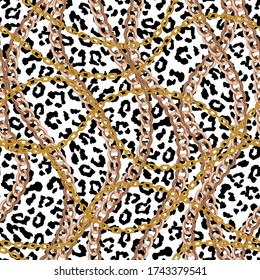 Chains and animal skin pattern seamless. 
Design for fabric, wallpaper, wrapping, background.