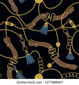 Chains and belts seamless pattern