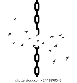 Chains break and birds fly Conceptual Illustration Of Freedom and change Motivation and hope