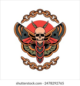 chains butterfly tattoo vector design