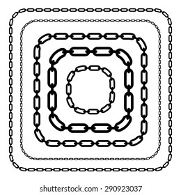Chains, chain link shapes isolated. Various versions. Editable vector.
