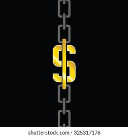 chains with dollar steel vector illustration