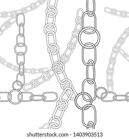 chains elements on white background, seamless vector pattern
