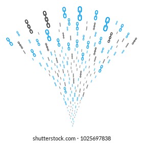 Chains explosion fountain. Vector illustration style is flat iconic symbols. Object fountain combined from random symbols as chains fireworks.