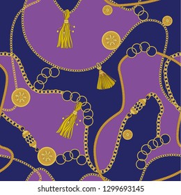 Chains and fringes seamless pattern.