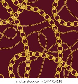 
Chains Of Gold. Baroque vector seamless pattern. Texture of the chains of the precious metal. Beautiful Jewelry.
