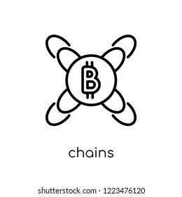 Chains icon. Trendy modern flat linear vector Chains icon on white background from thin line Cryptocurrency economy and finance collection, editable outline stroke vector illustration