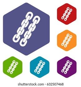 Chains icons set hexagon isolated vector illustration