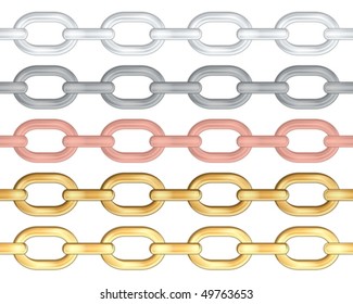 Cadenas aisladas sobre fondo blanco. Ilustración vectorial.