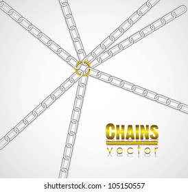 chains linked by golden link in the center, vector illustration
