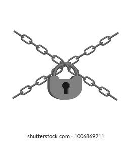 Chains   lock isolated  protection concept  Vector illustration