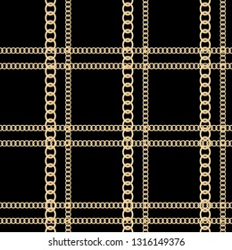 Chains on a transparent background. Fashion background with golden chain and for design pattern.