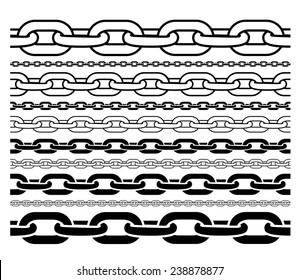 CHAINS OUTLINE AND SILHOUETTE PATTERN IN DIFFERENT SIZE FOR BRUSH STROKES, BACKGROUNDS ETC.