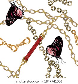 chains pattern with butterfly on white background. perfect for textile