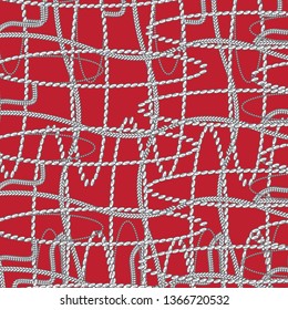 Chains Pattern. Fashion Background Chain for Fabric, Textile, Wallpaper. Vector illustration - Vektör