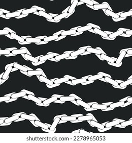 Chains pattern seamless. Design for fabric, wallpaper, wrapping, background. Large white chain on a dark background with contours. Seamless background with a large chain