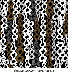 Chains pattern silhouette black and white and brown. Fashion fabric textiles. All over and vector design