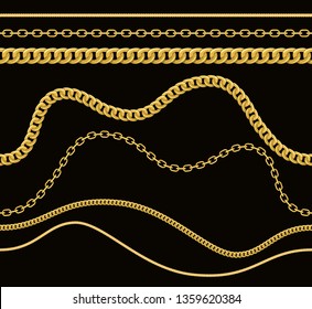 Chains and ropes set. Seamless vector pattern