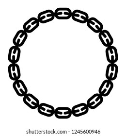 chains round icon vector, picture of a chain that is interconnected in the form of a circle, a symbol of unity. can be used for frames or logos, black and white