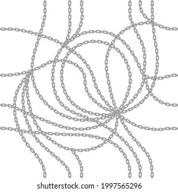 El patrón de las cadenas es impecable. Fondo de moda para tela, textil, papel pintado, rayado, etc. Ilustración realista aislada sobre fondo blanco.