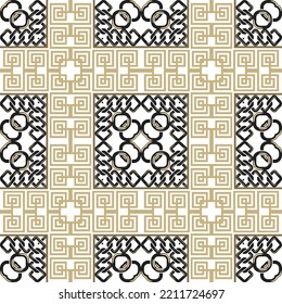 Chains seamless pattern. Ornamental trendy vector background. Greek key, meanders. Colorful patterned repeat plaid tartan backdrop. Chains ornaments. Ornate geometric design on white. Endless texture.