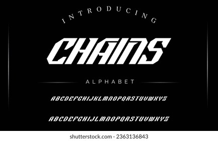 Chains Sport Modern Future bold Alphabet Font. Typography urban style fonts for technology, digital, movie logo bold style. vector illustration