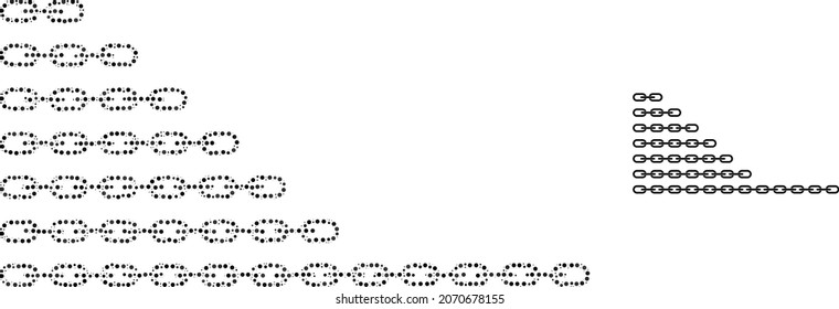 Chains vector mosaic of dots in various sizes and color tinges. Round dots are combined into chains vector illustration. Abstract vector illustration.