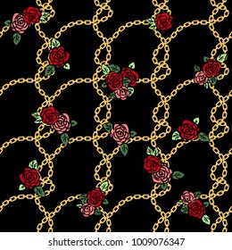 chains vector pattern with rose seamless