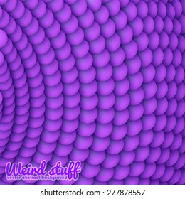 Chains of violet spheres with soft shadows on the violet background. Abstract geometric background. Protein chain.